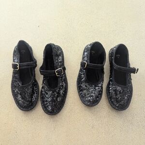 Zara Kids Black Sequin Mary Jane Shoes